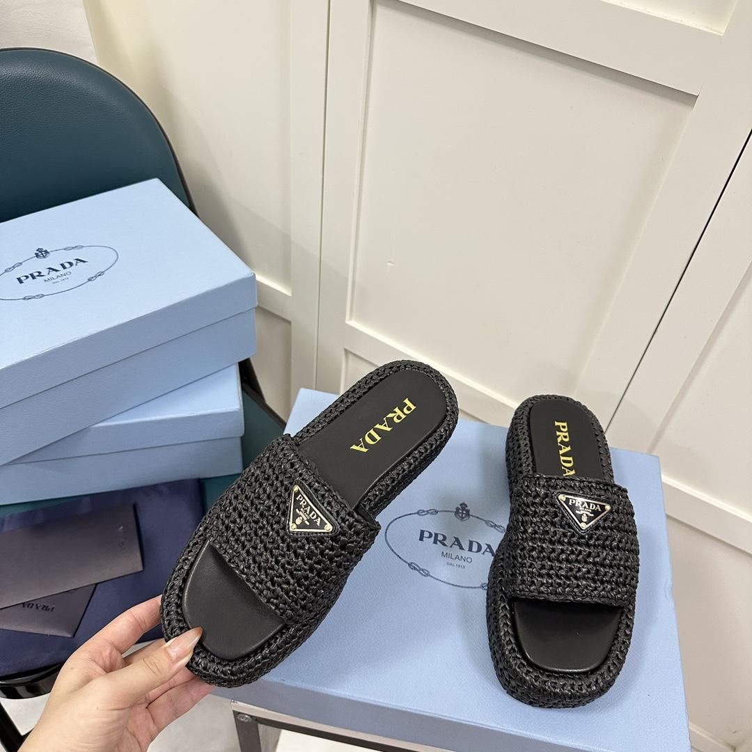 Prada Crochet Flatform Slides - DopestKickz