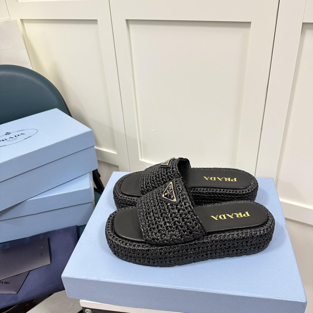Prada Crochet Flatform Slides - DopestKickz