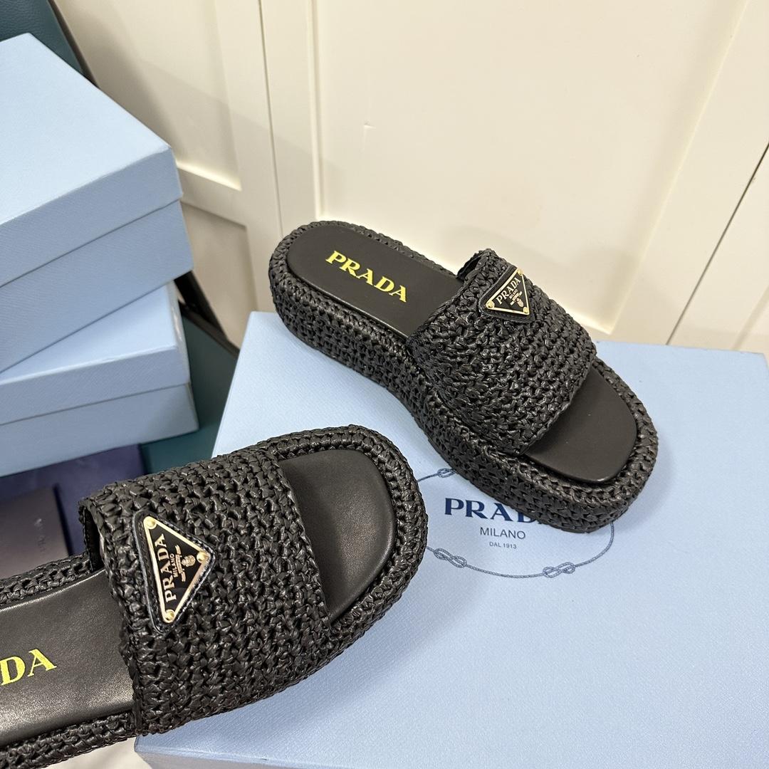 Prada Crochet Flatform Slides - DopestKickz