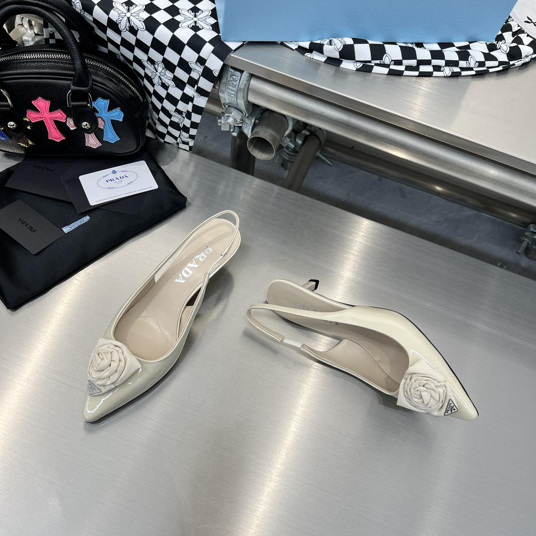 Prada 55mm Flower-appliqué Slingback Pumps - DopestKickz