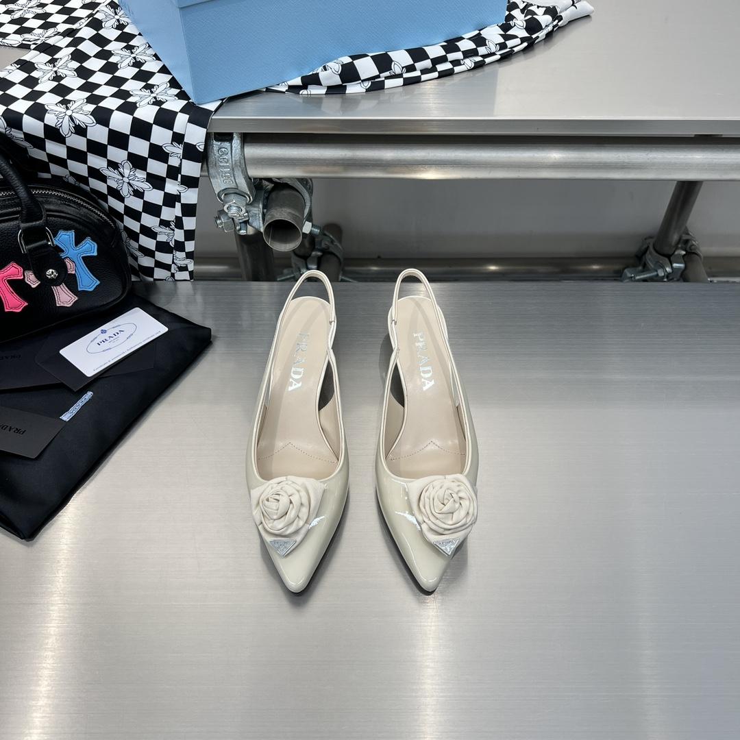 Prada 55mm Flower-appliqué Slingback Pumps - DopestKickz