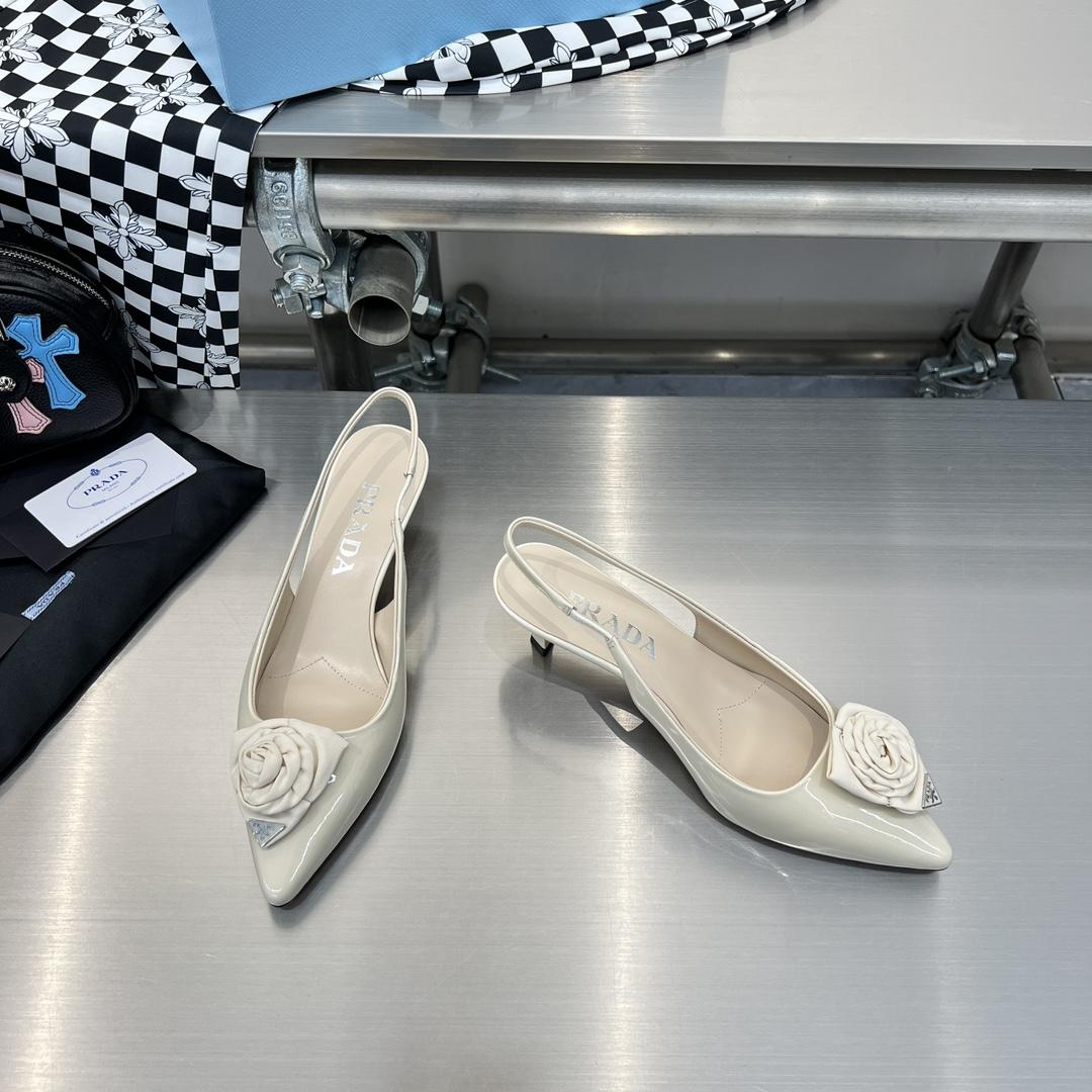 Prada 55mm Flower-appliqué Slingback Pumps - DopestKickz