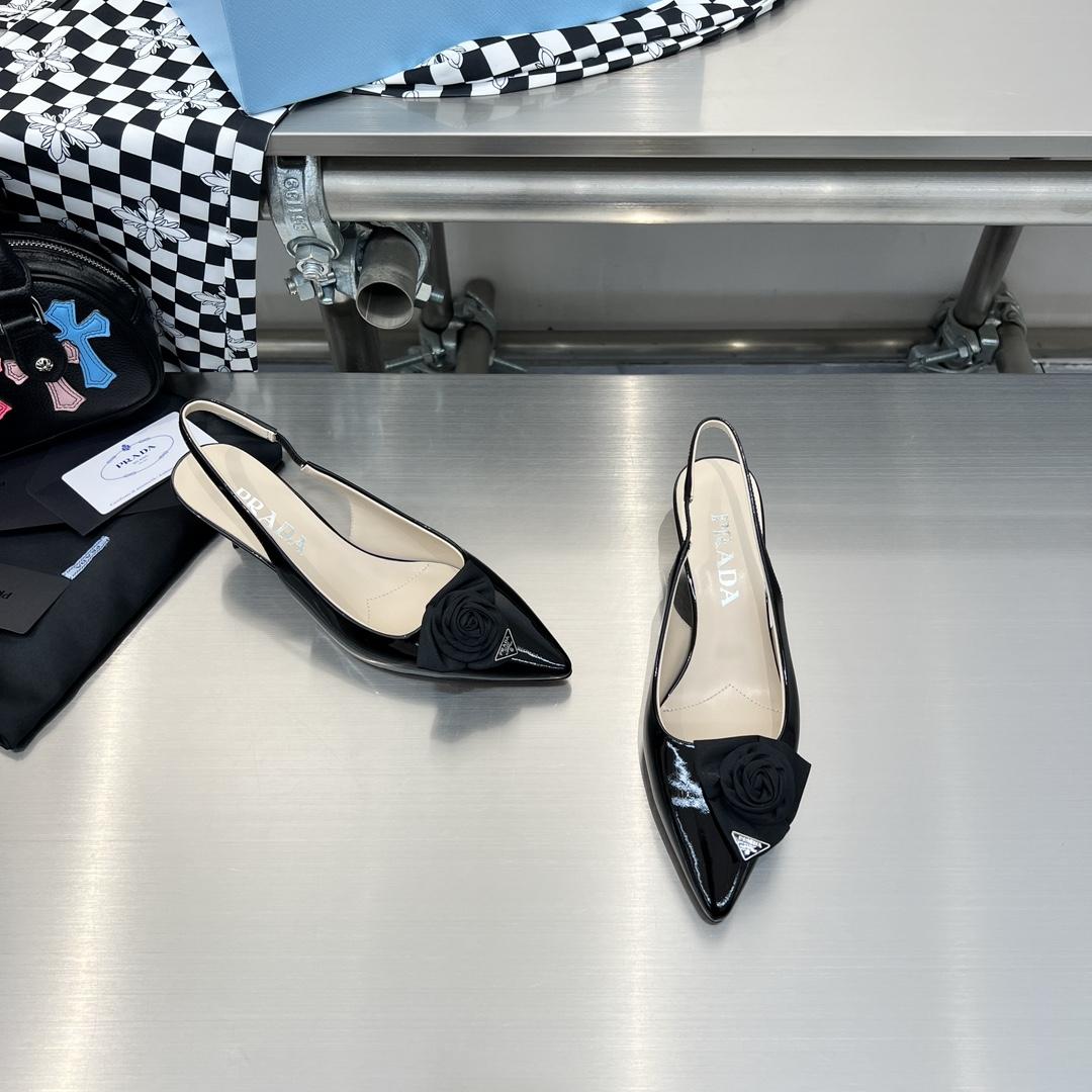 Prada 55mm Flower-appliqué Slingback Pumps - DopestKickz