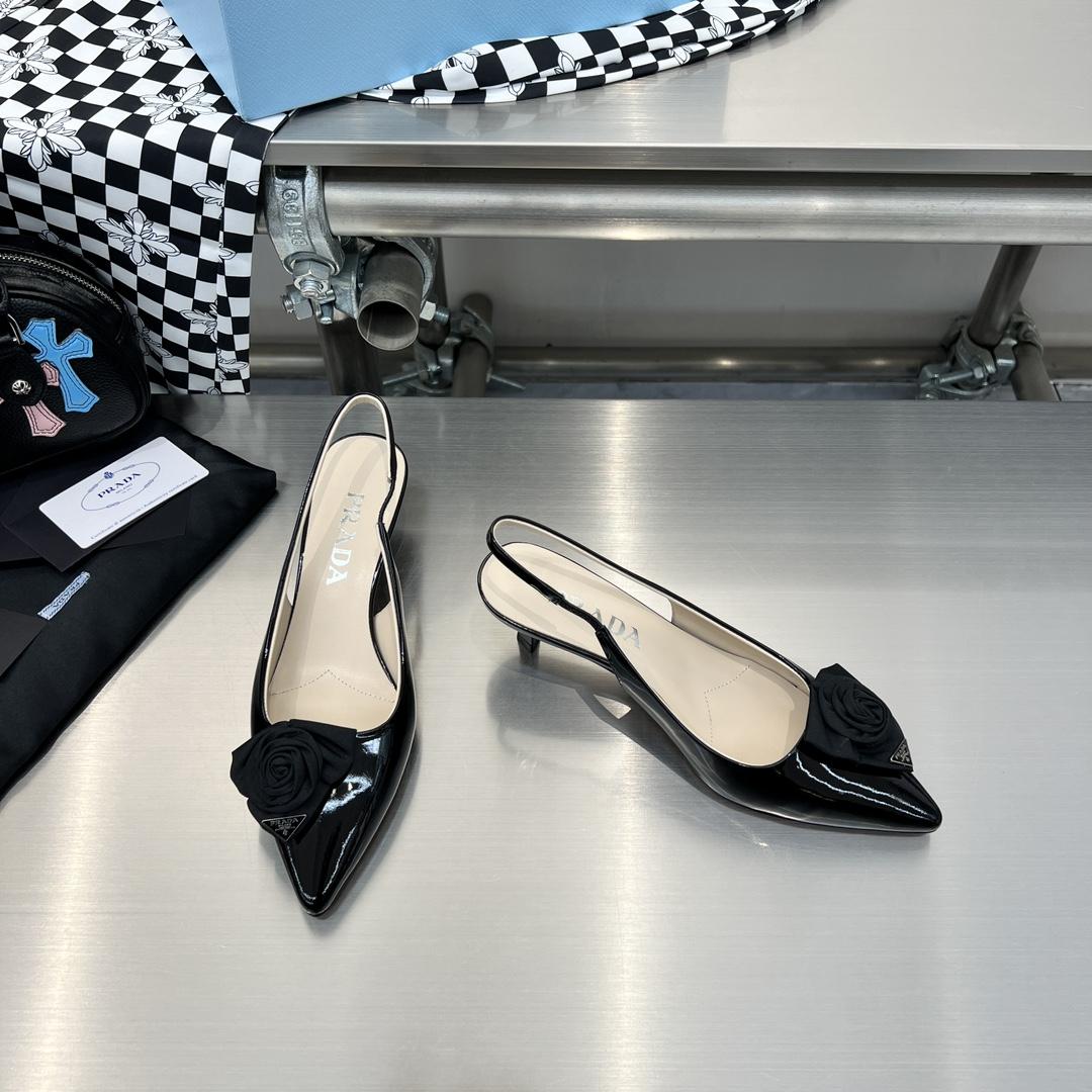 Prada 55mm Flower-appliqué Slingback Pumps - DopestKickz