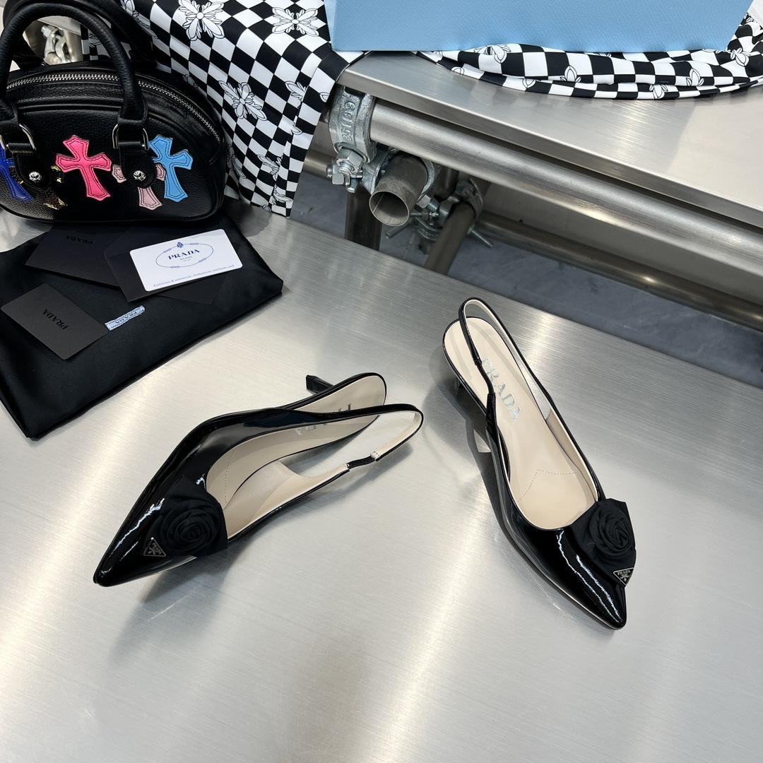 Prada 55mm Flower-appliqué Slingback Pumps - DopestKickz
