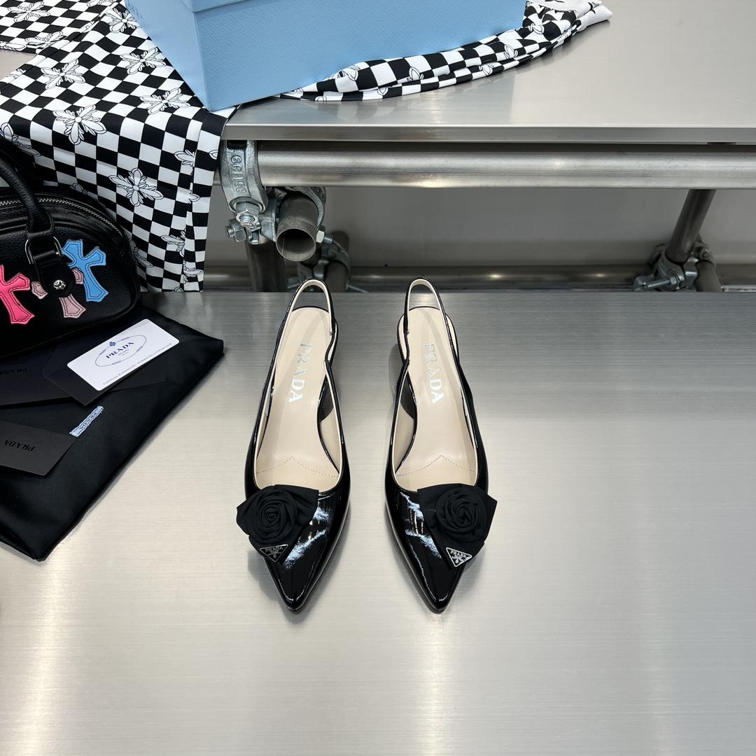 Prada 55mm Flower-appliqué Slingback Pumps - DopestKickz