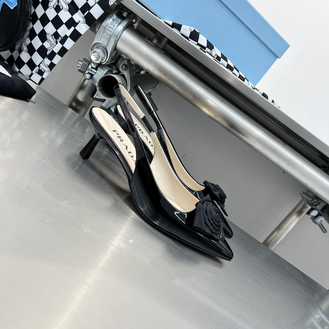 Prada 55mm Flower-appliqué Slingback Pumps - DopestKickz