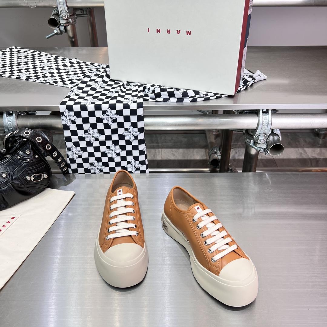 Marni Brown nappa Leather Pablo Lace-up Sneaker - DopestKickz