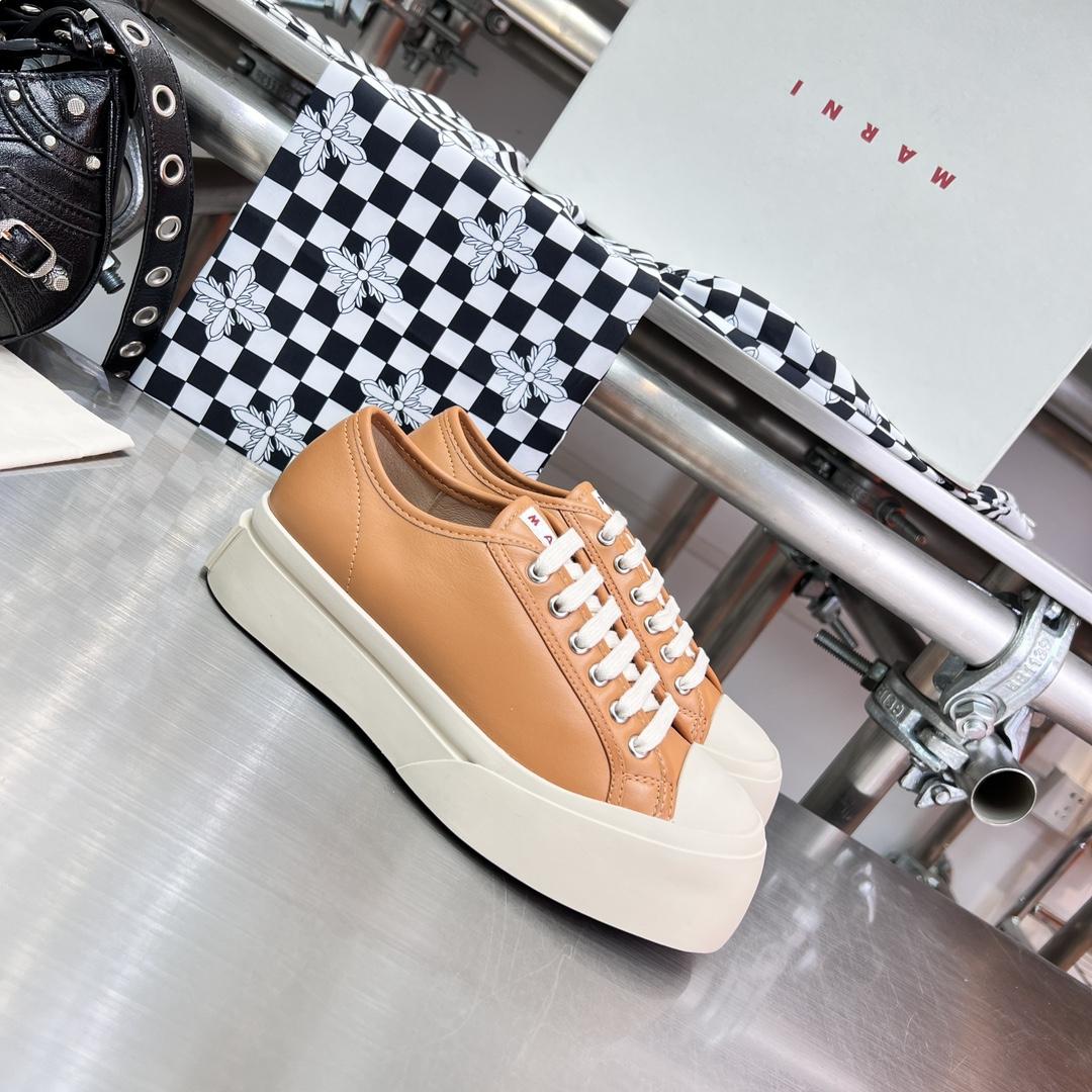 Marni Brown nappa Leather Pablo Lace-up Sneaker - DopestKickz