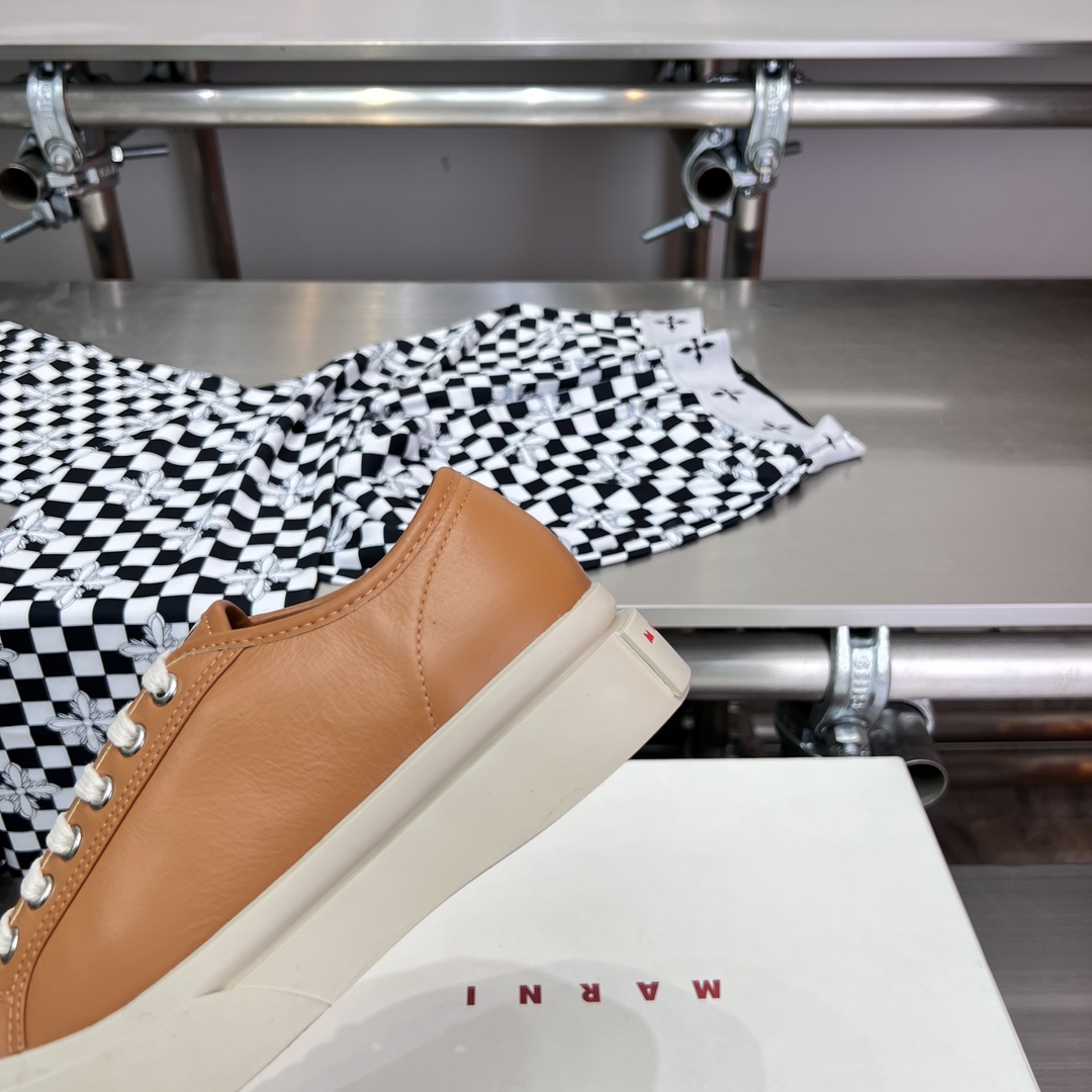 Marni Brown nappa Leather Pablo Lace-up Sneaker - DopestKickz