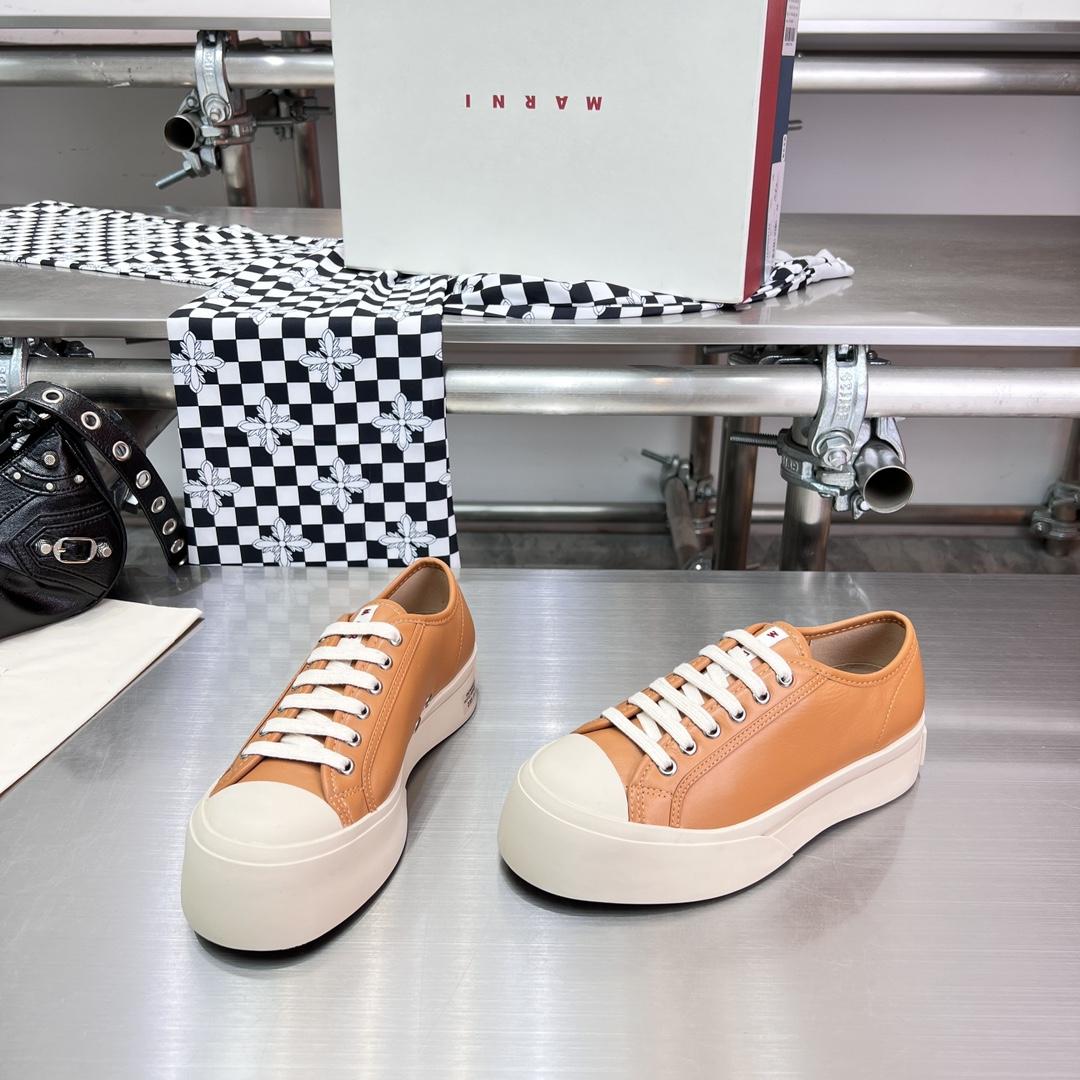 Marni Brown nappa Leather Pablo Lace-up Sneaker - DopestKickz