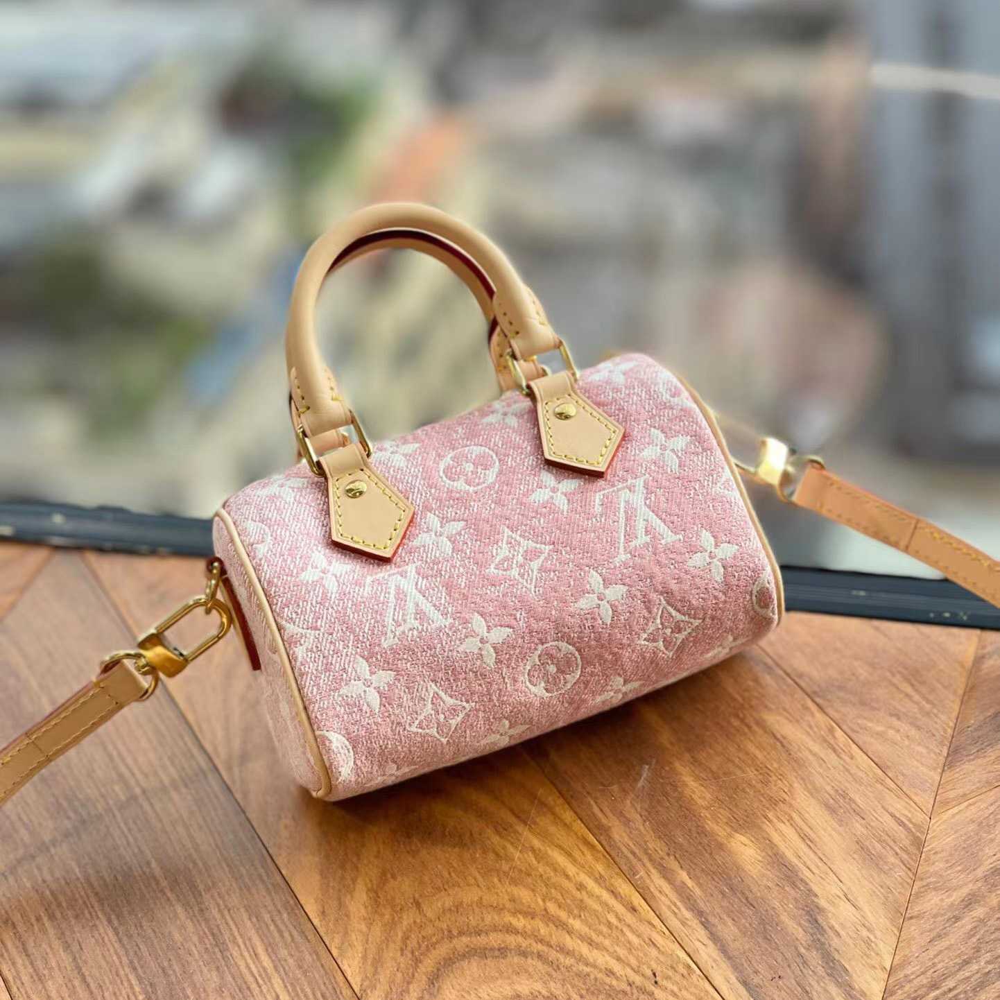Louis Vuitton Nano Speedy Denim Jacquard Pink(16*10cm)      - DopestKickz