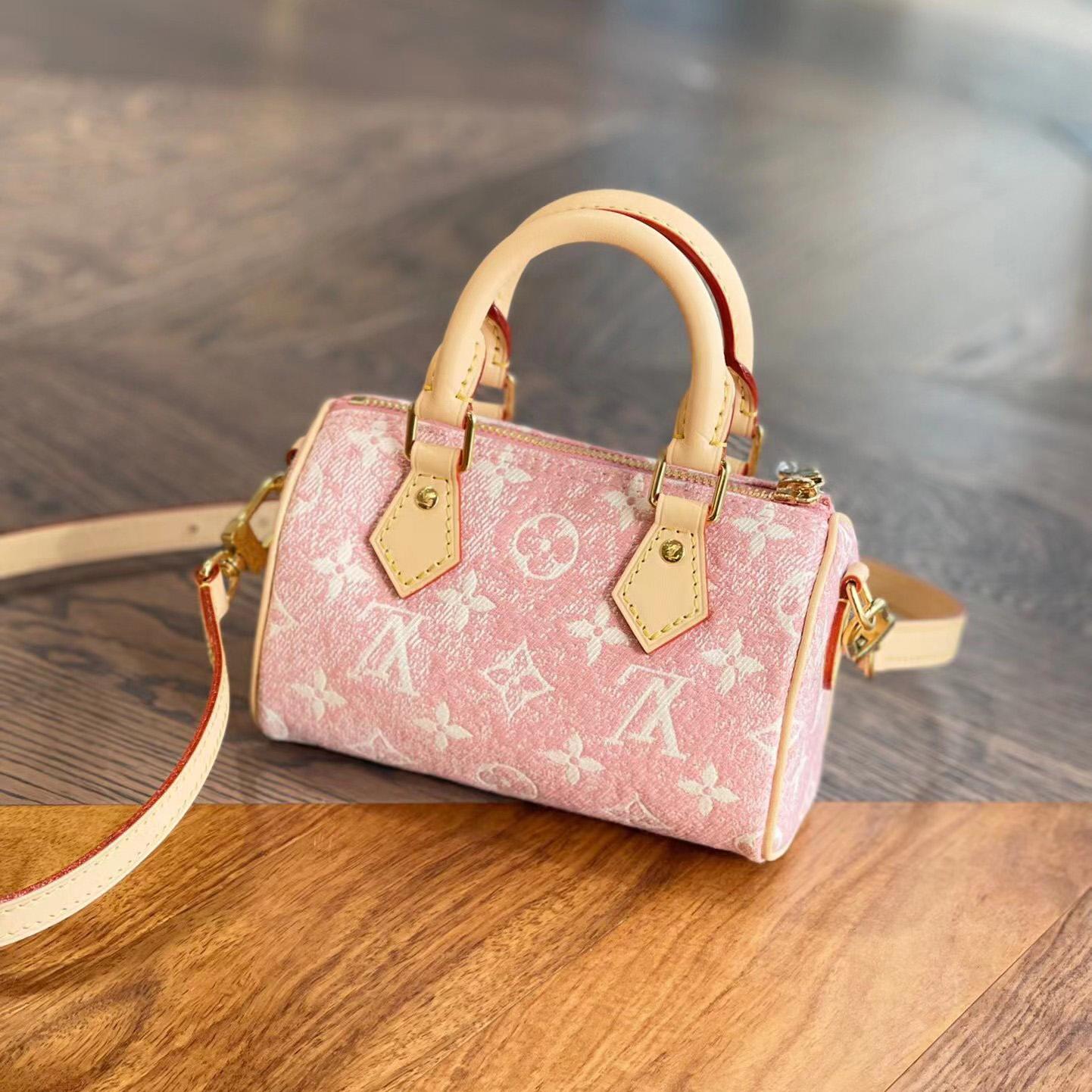 Louis Vuitton Nano Speedy Denim Jacquard Pink(16*10cm)      - DopestKickz