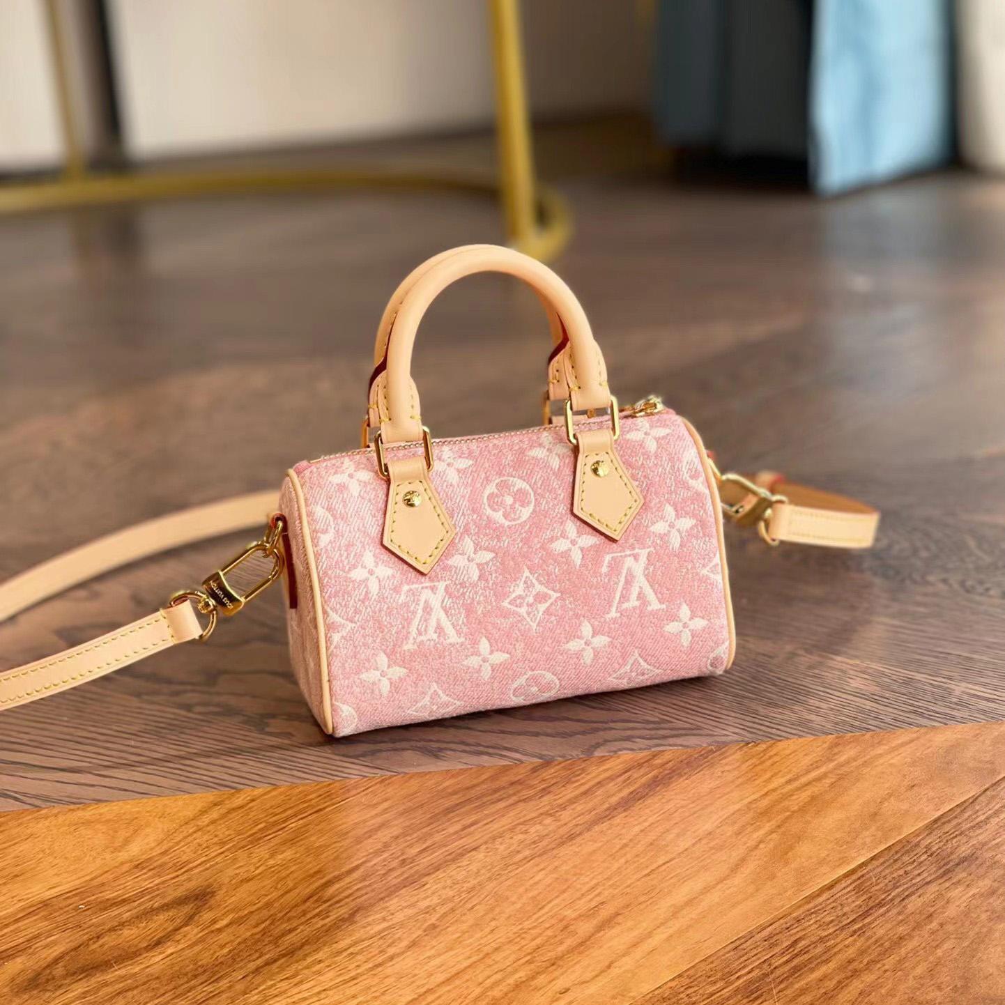 Louis Vuitton Nano Speedy Denim Jacquard Pink(16*10cm)      - DopestKickz