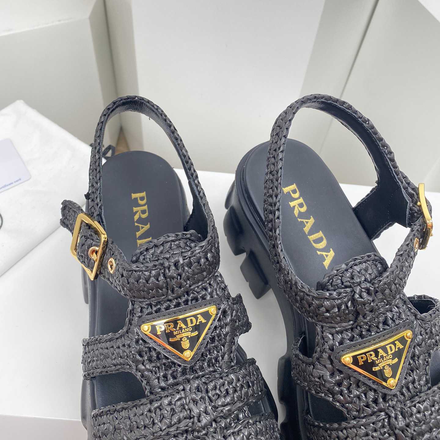 Prada Monolith Crochet Cage Sandals - DopestKickz