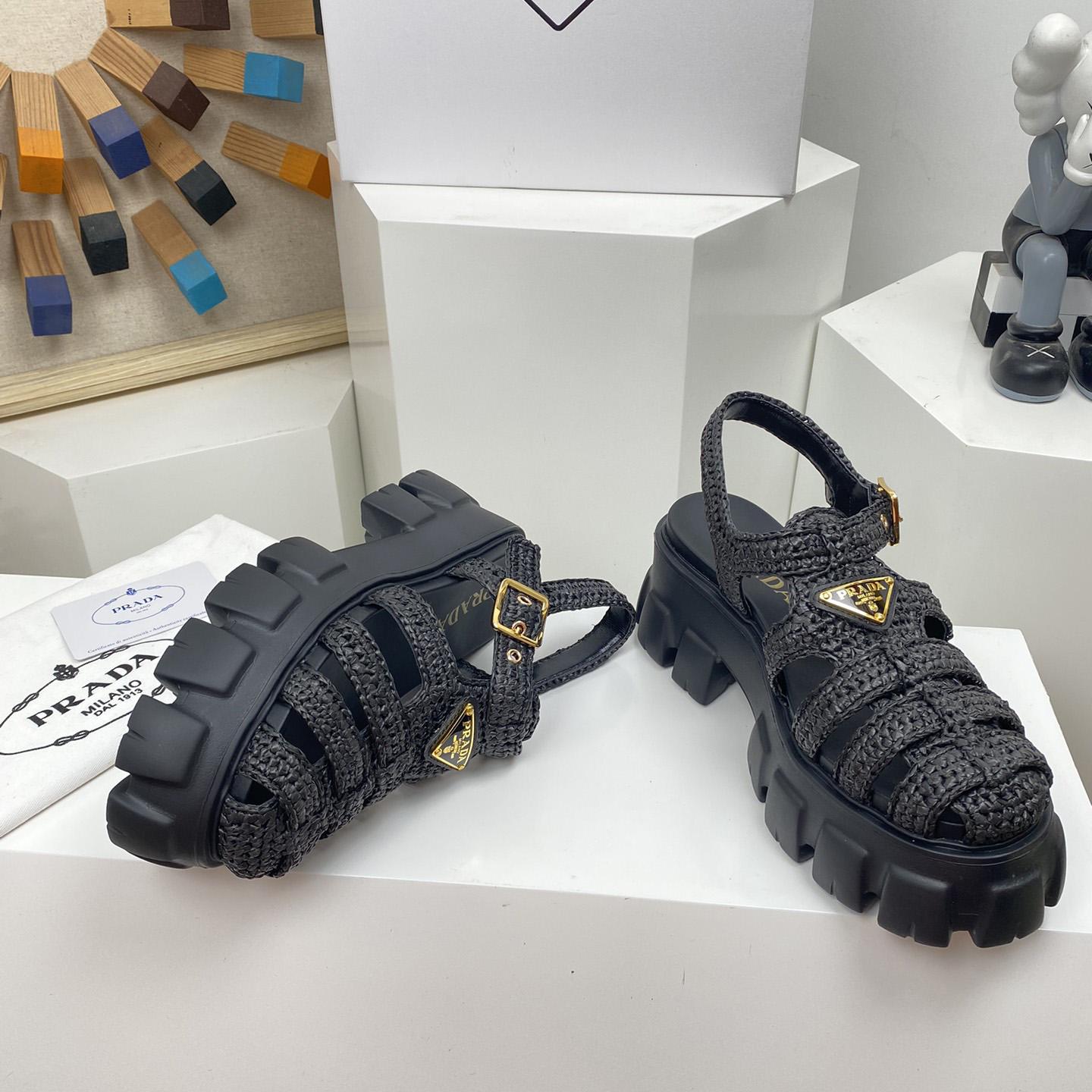 Prada Monolith Crochet Cage Sandals - DopestKickz