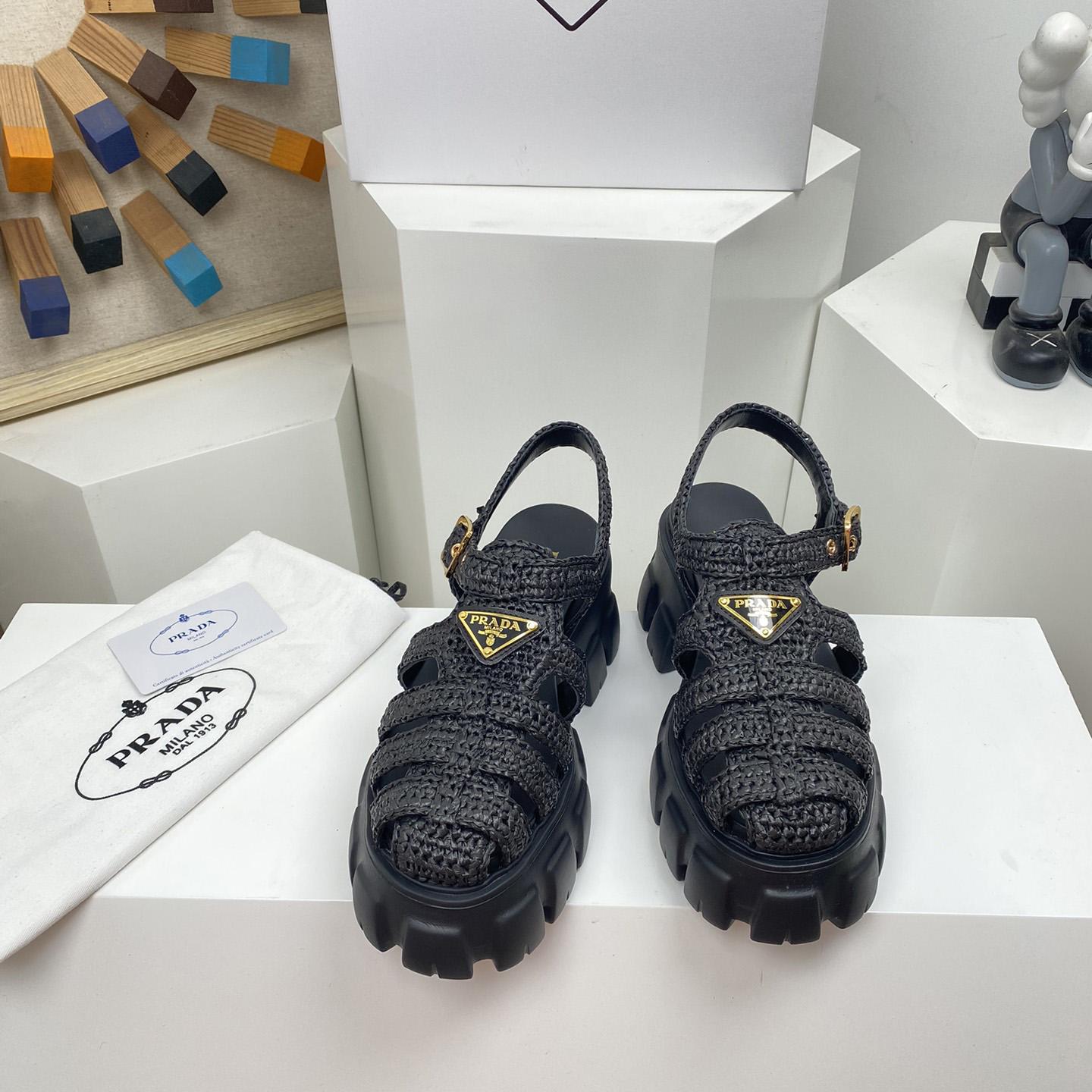 Prada Monolith Crochet Cage Sandals - DopestKickz