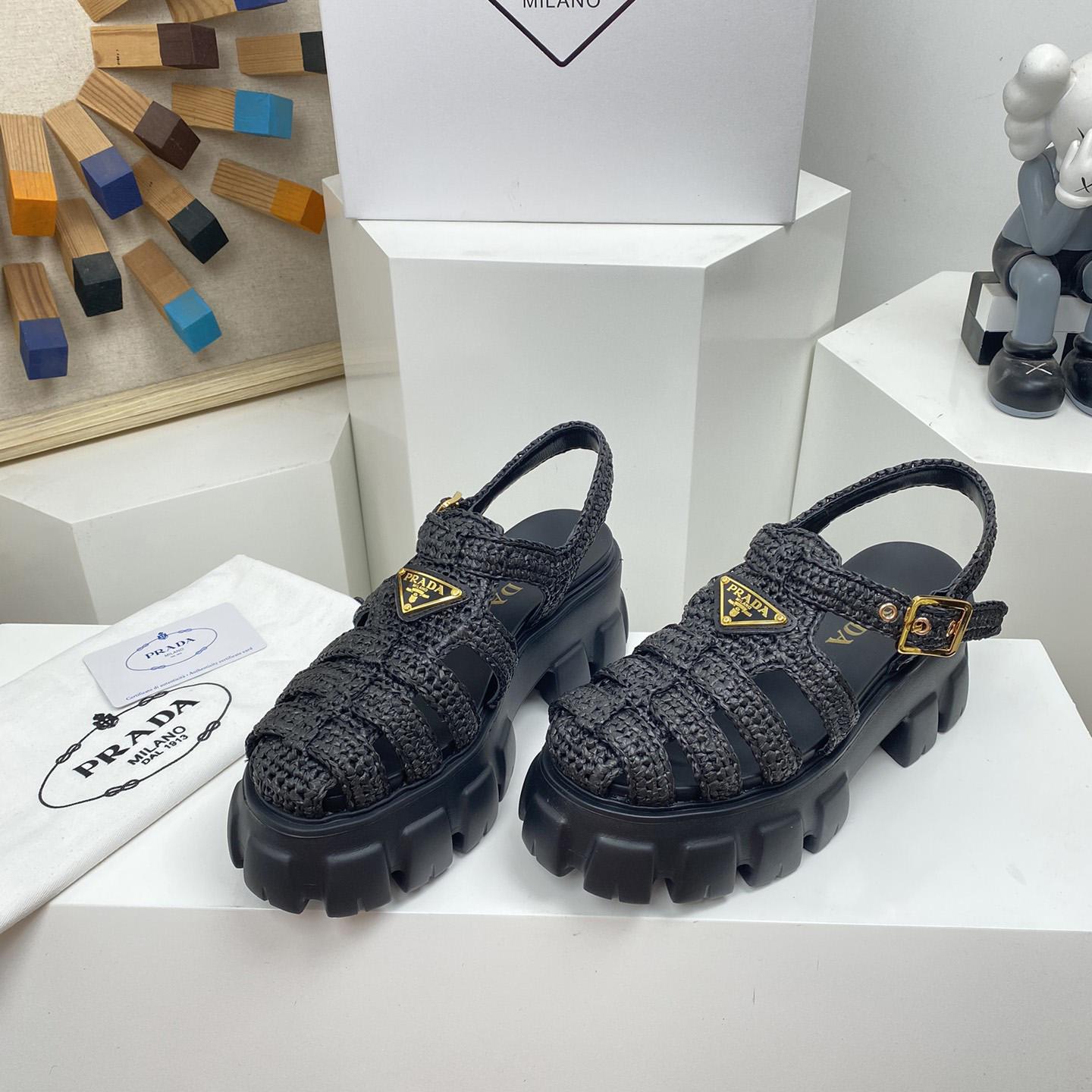 Prada Monolith Crochet Cage Sandals - DopestKickz