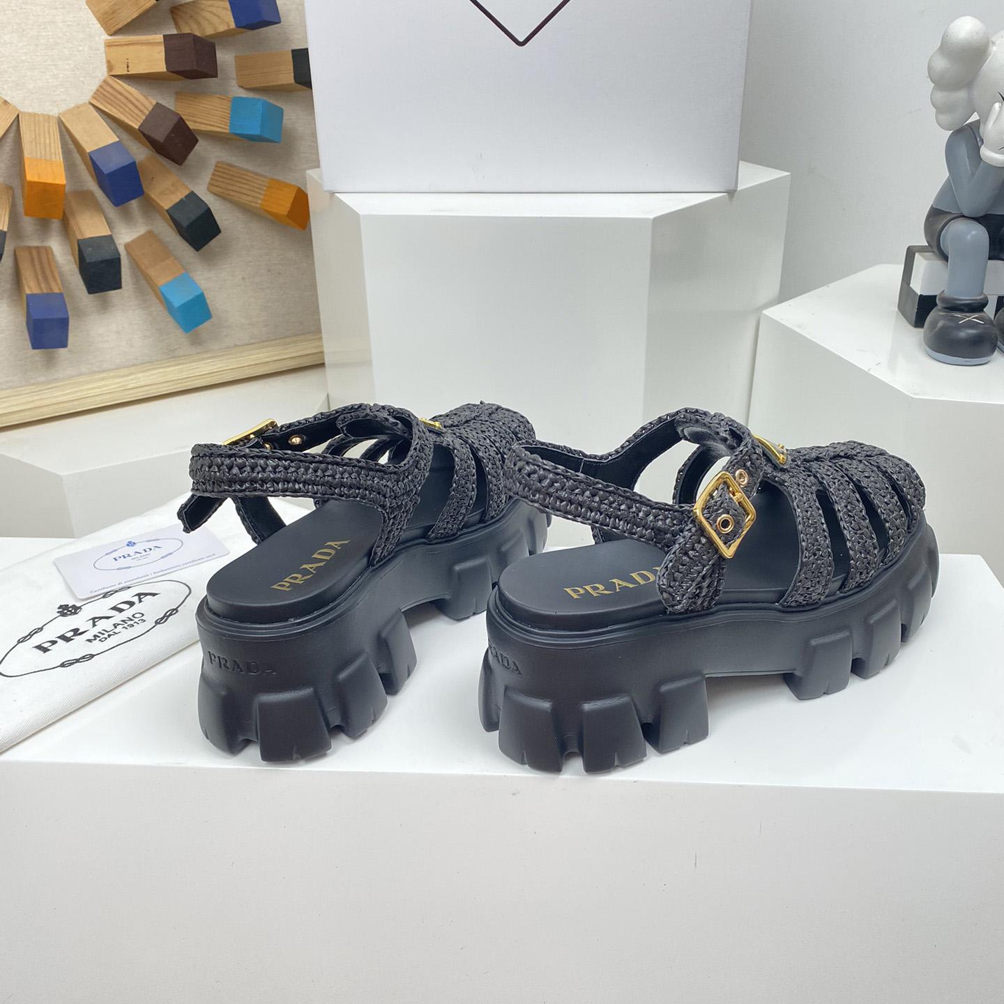 Prada Monolith Crochet Cage Sandals - DopestKickz