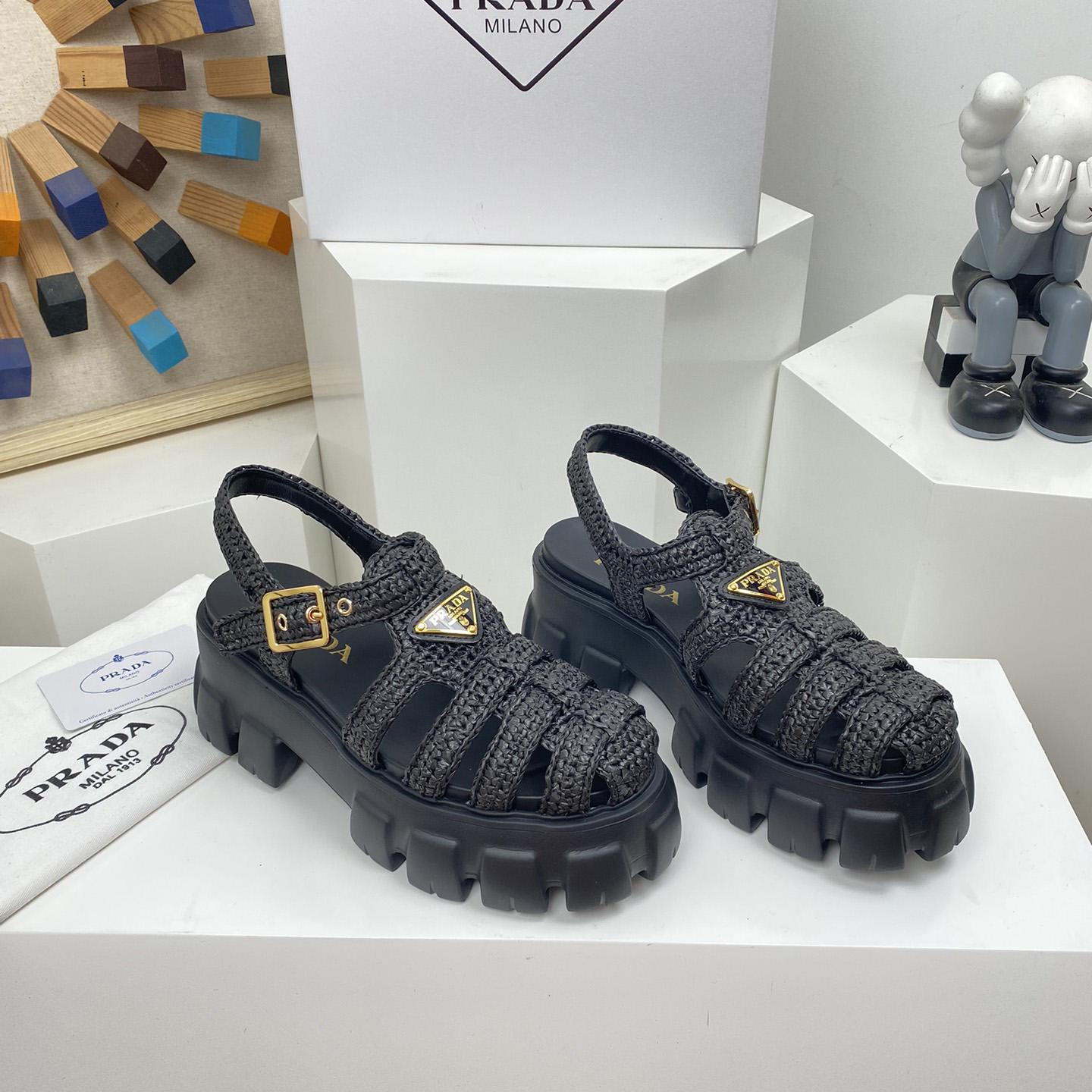 Prada Monolith Crochet Cage Sandals - DopestKickz