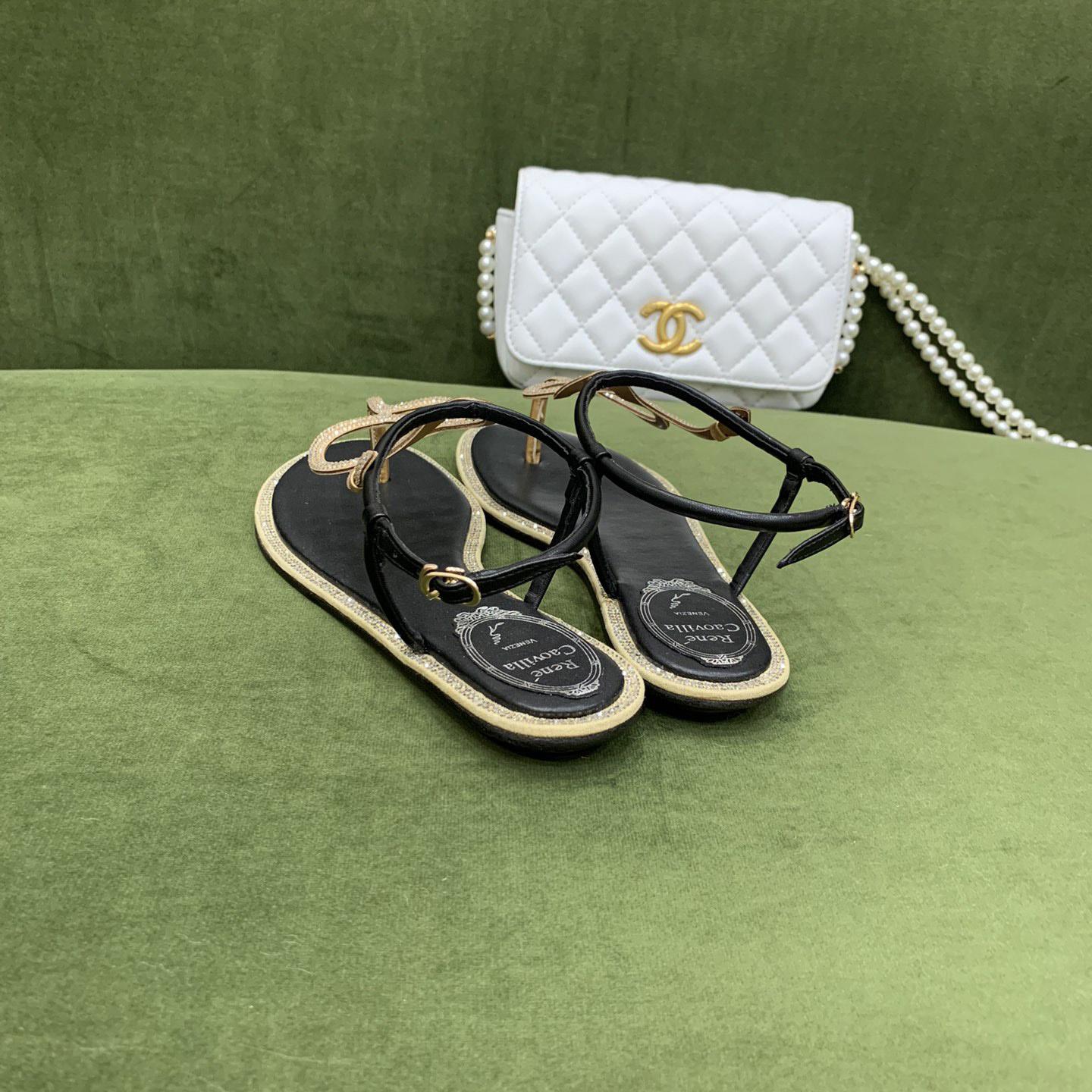 Rene Caovilla Snake Crystal Embellished Flat Sandals - DopestKickz