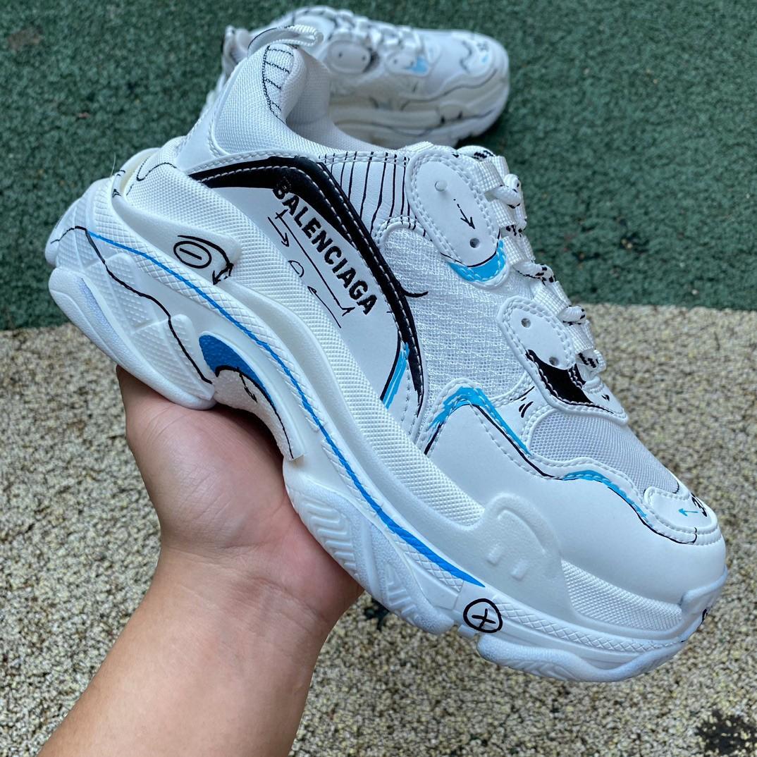 Balenciaga Triple S Sketch Sneaker In White - DopestKickz