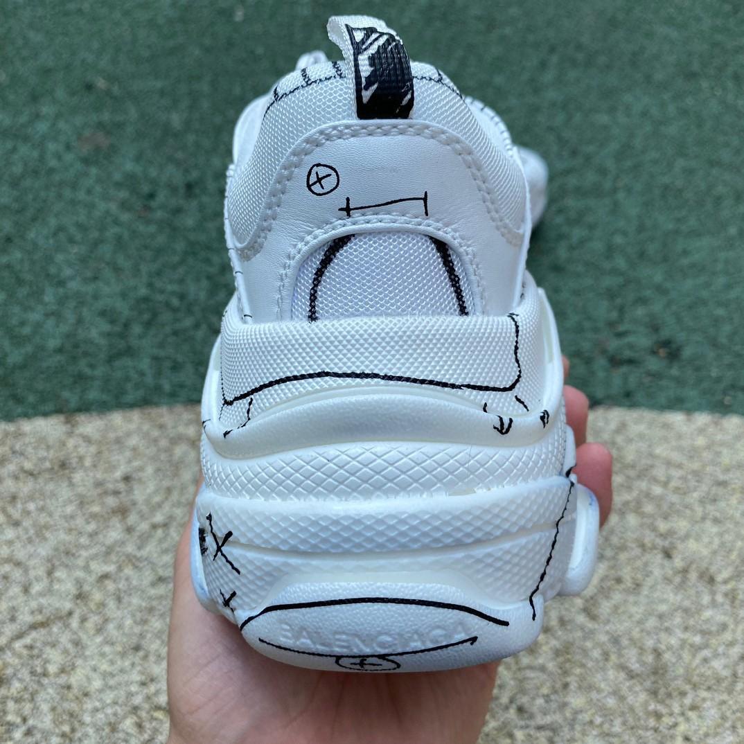 Balenciaga Triple S Sketch Sneaker In White - DopestKickz