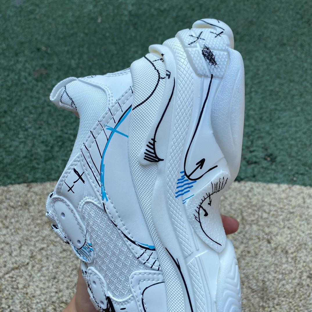 Balenciaga Triple S Sketch Sneaker In White - DopestKickz