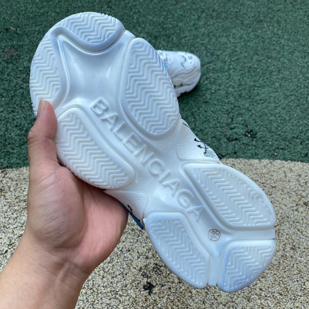 Balenciaga Triple S Sketch Sneaker In White - DopestKickz