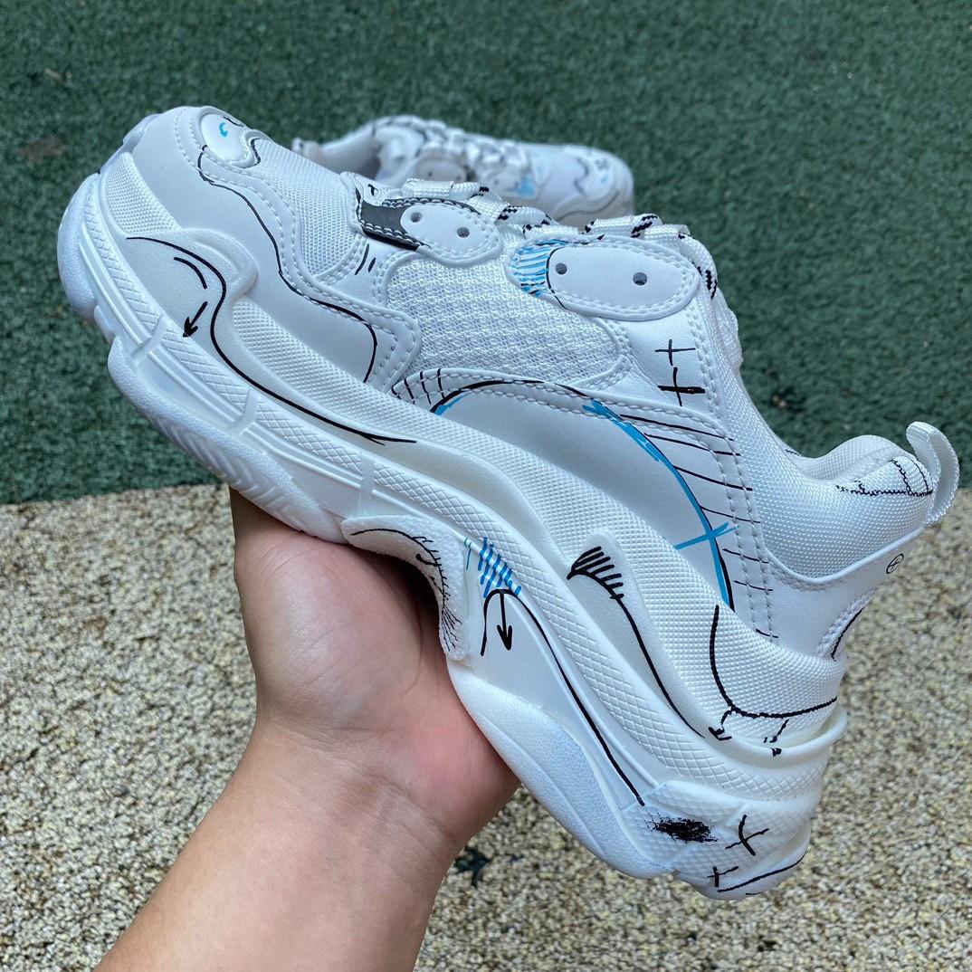 Balenciaga Triple S Sketch Sneaker In White - DopestKickz