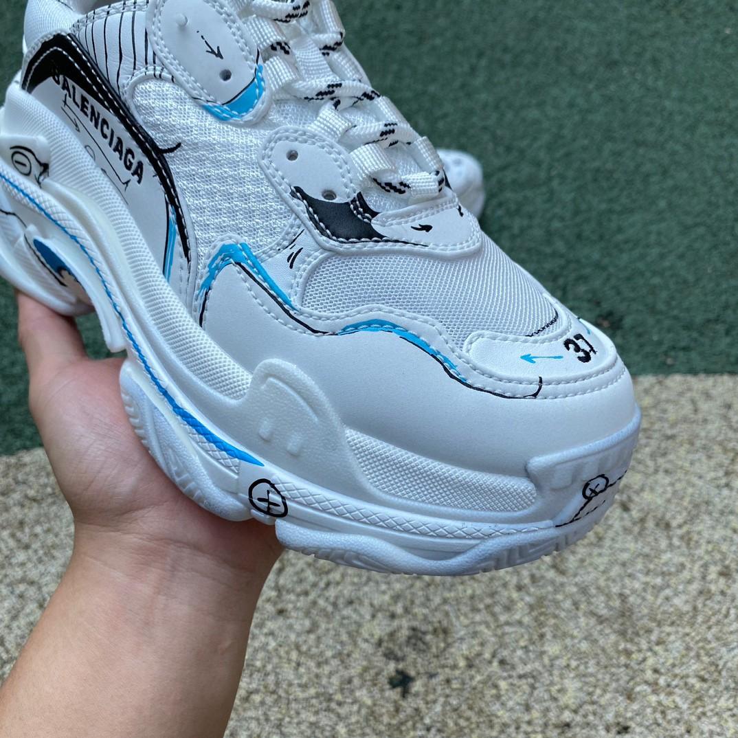 Balenciaga Triple S Sketch Sneaker In White - DopestKickz