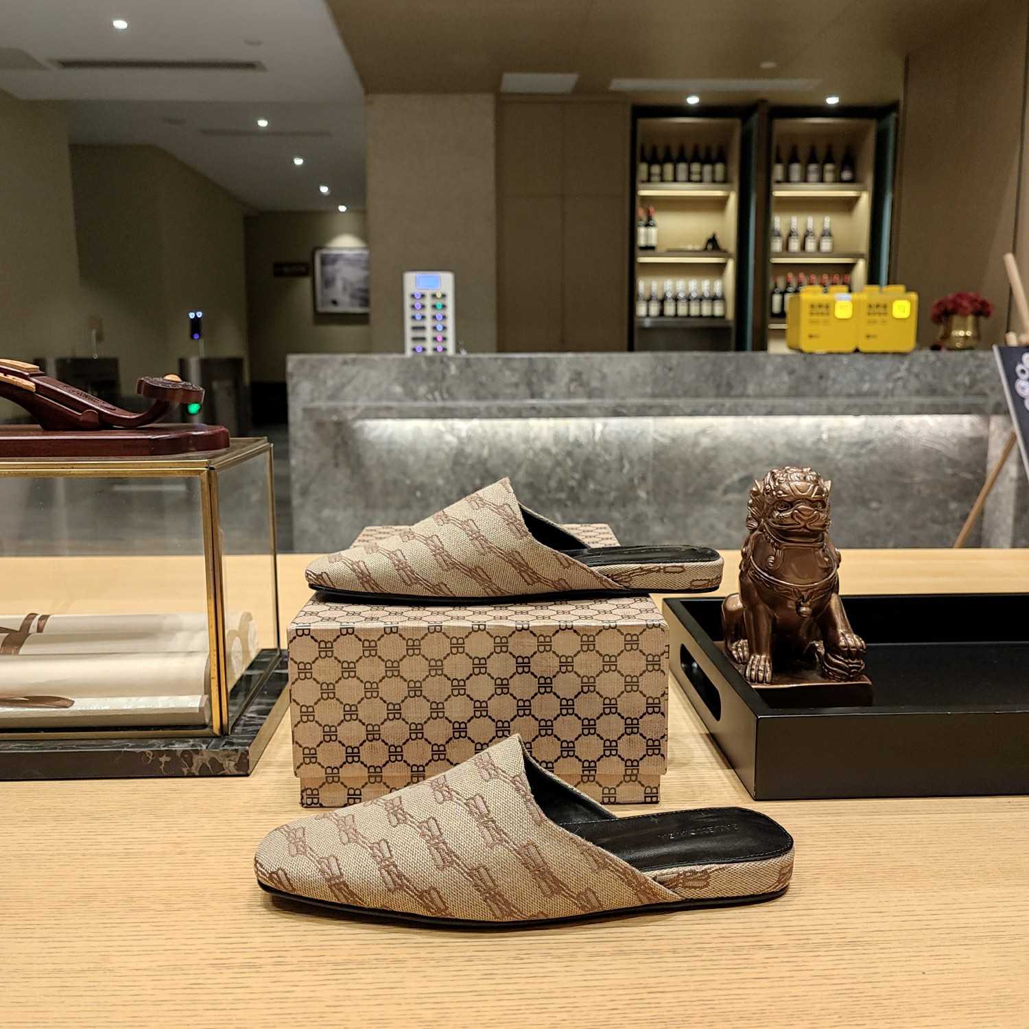 Balenciaga Women's Cosy Mule BB Monogram In Beige  - DopestKickz