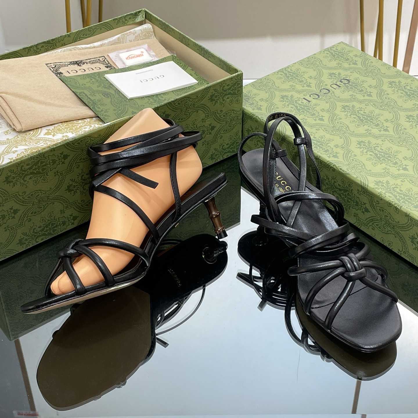 Gucci Women's Strappy Sandal With Bamboo - DopestKickz