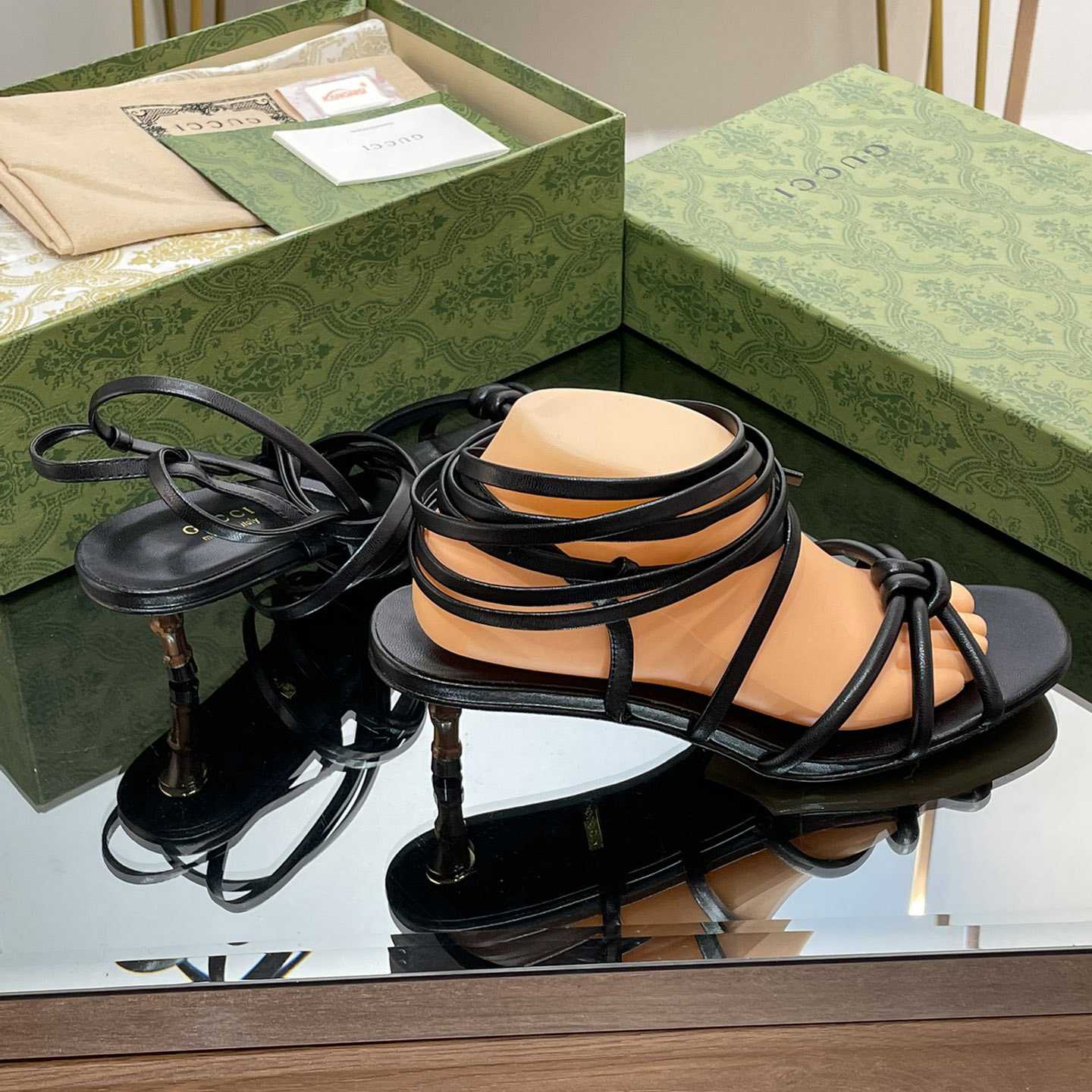 Gucci Women's Strappy Sandal With Bamboo - DopestKickz