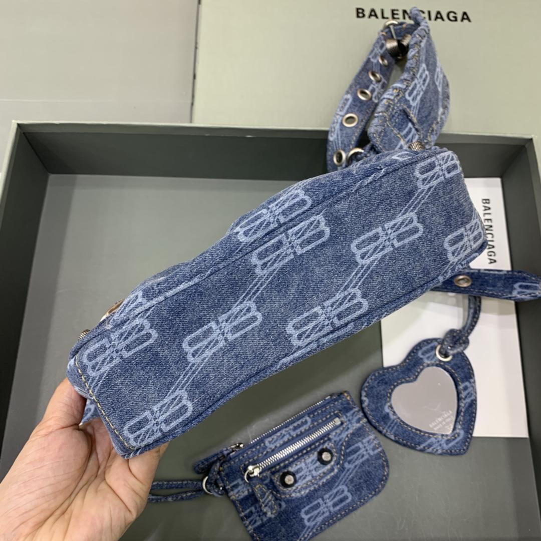 Balenciaga Le Cagole XS Shoulder Bag BB Monogram Bleached Denim In Blue   (26-12-6cm) - DopestKickz