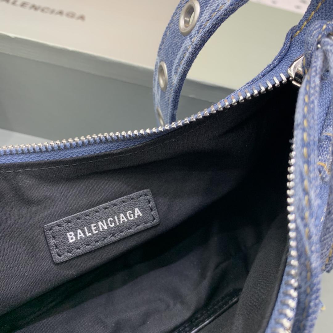 Balenciaga Le Cagole XS Shoulder Bag BB Monogram Bleached Denim In Blue   (26-12-6cm) - DopestKickz