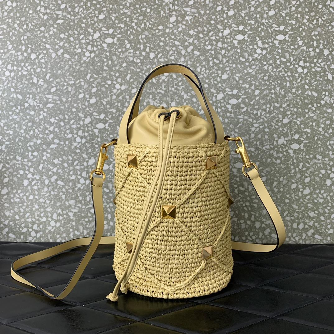 Valenti  Roman Stud Raffia Bucket Bag - DopestKickz
