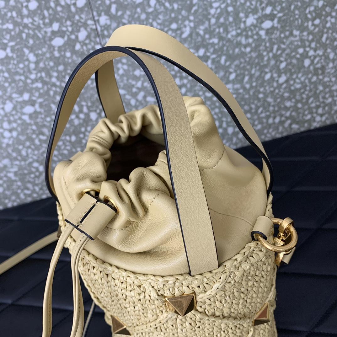 Valenti  Roman Stud Raffia Bucket Bag - DopestKickz