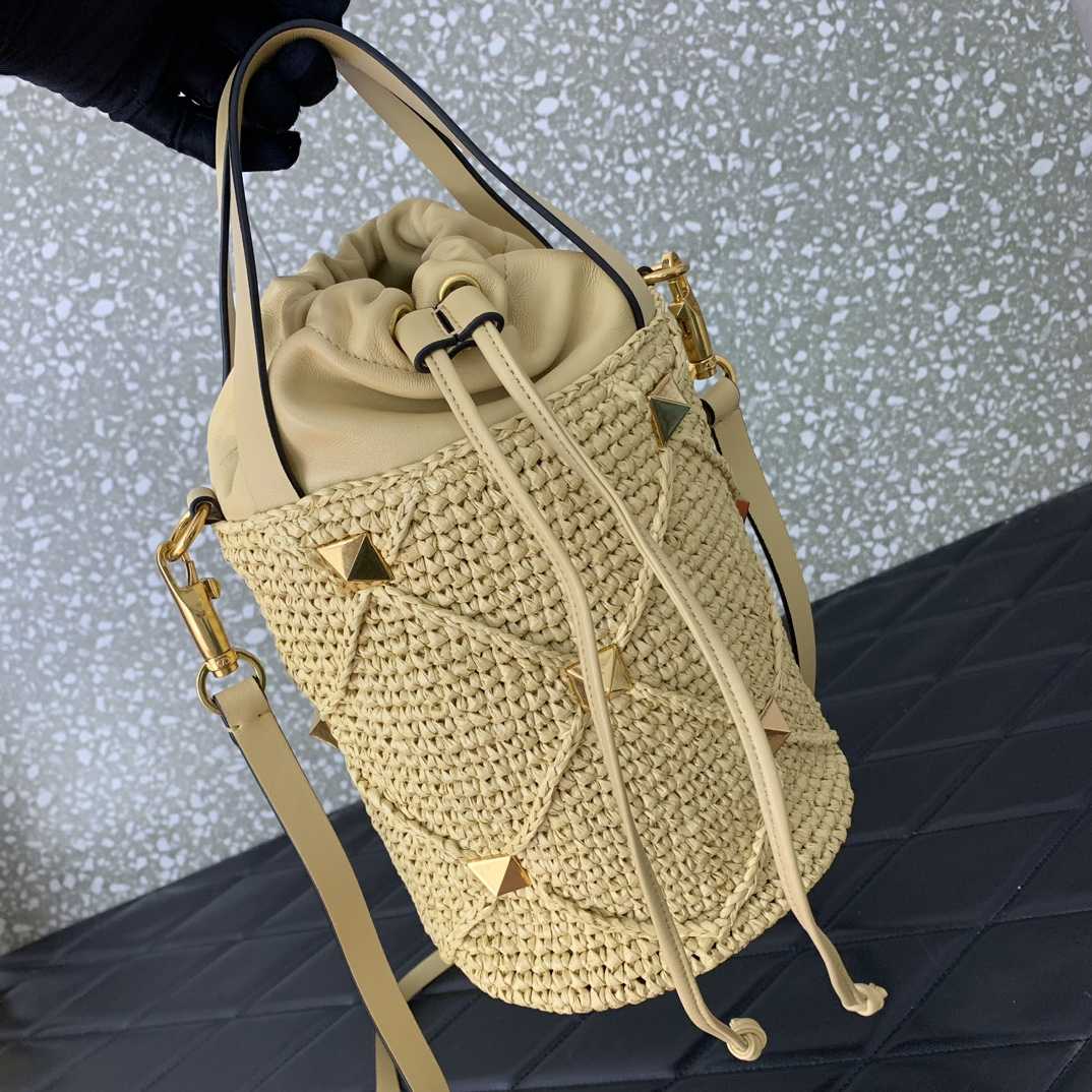 Valenti  Roman Stud Raffia Bucket Bag - DopestKickz