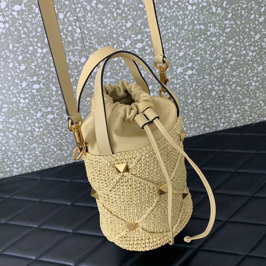 Valenti  Roman Stud Raffia Bucket Bag - DopestKickz
