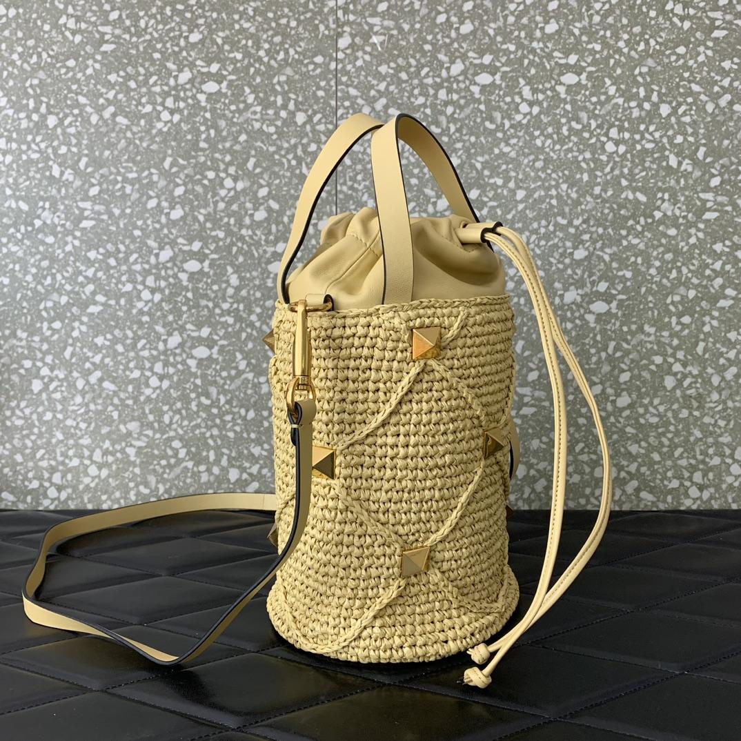Valenti  Roman Stud Raffia Bucket Bag - DopestKickz