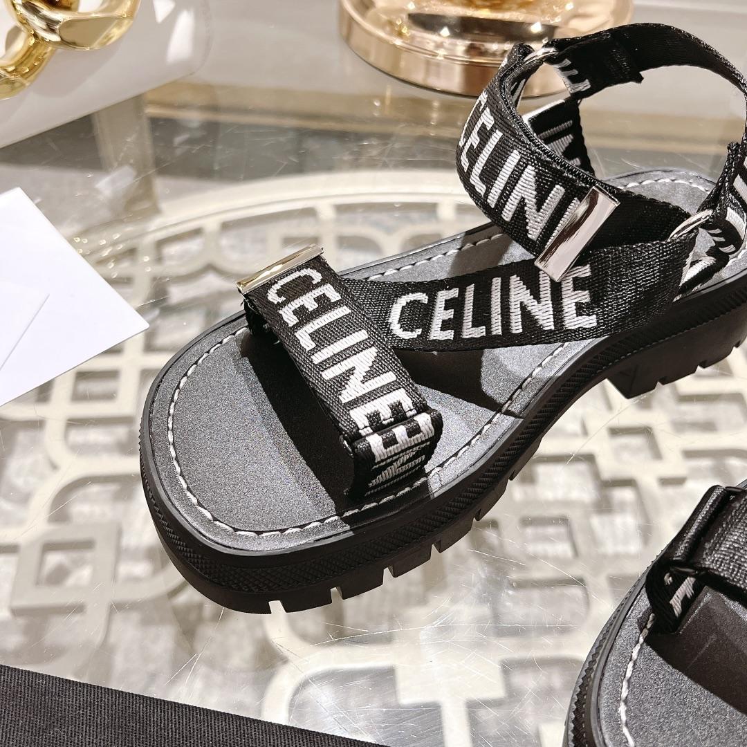 Celine Leo Strappy Sandal In With ''Celine'' Jacquard Black / White - DopestKickz