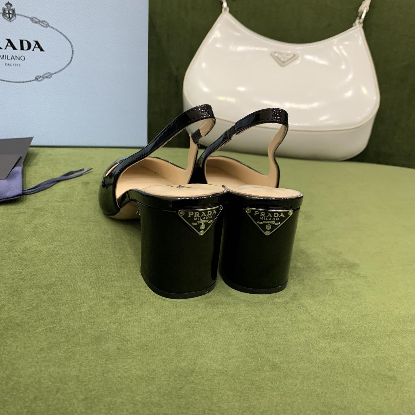 Prada Patent-leather Slingback Pumps - DopestKickz