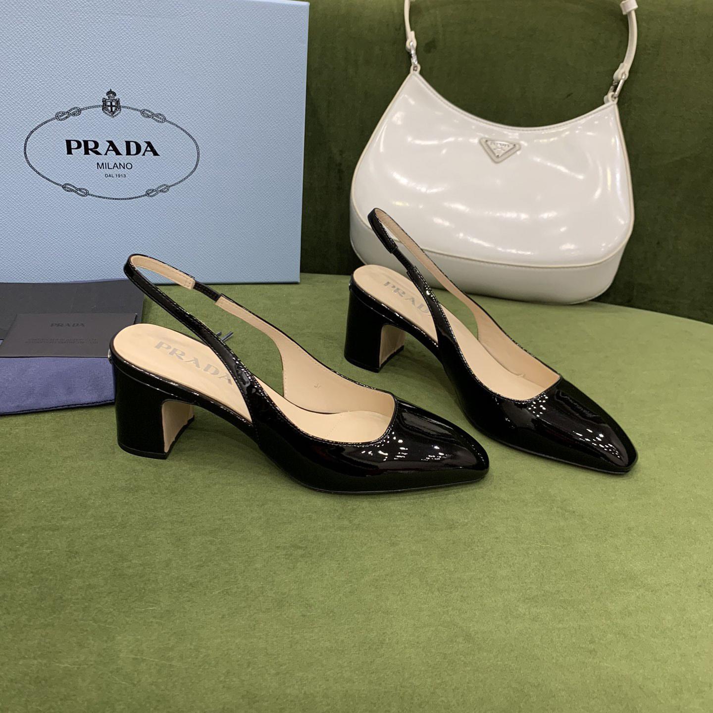 Prada Patent-leather Slingback Pumps - DopestKickz