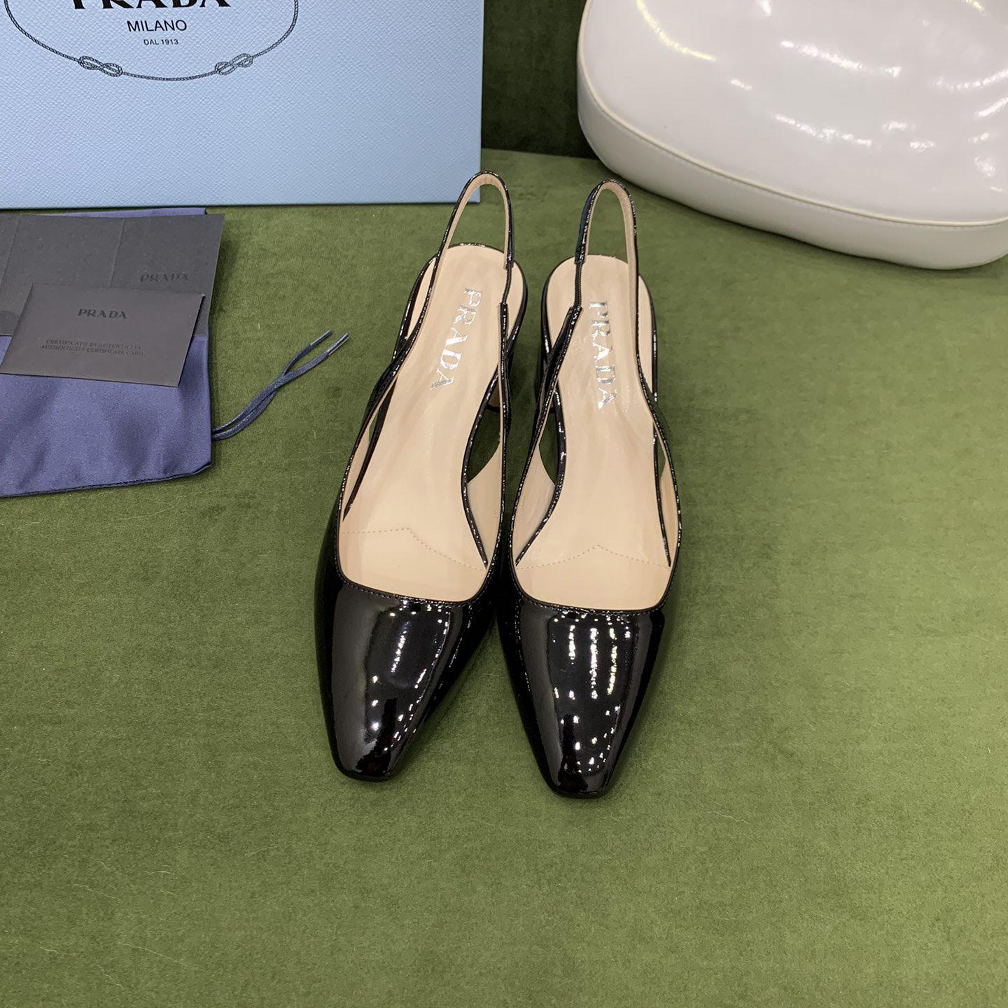 Prada Patent-leather Slingback Pumps - DopestKickz