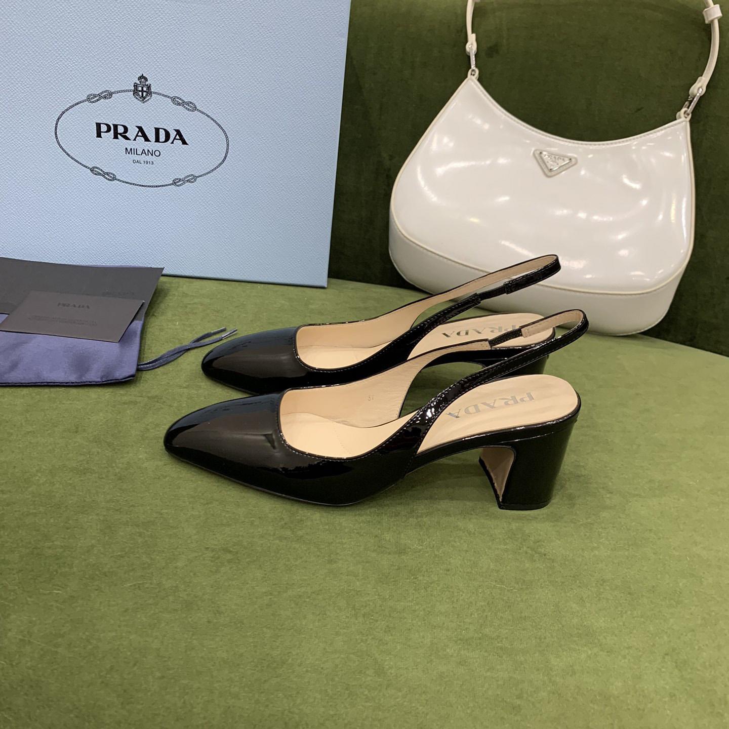 Prada Patent-leather Slingback Pumps - DopestKickz
