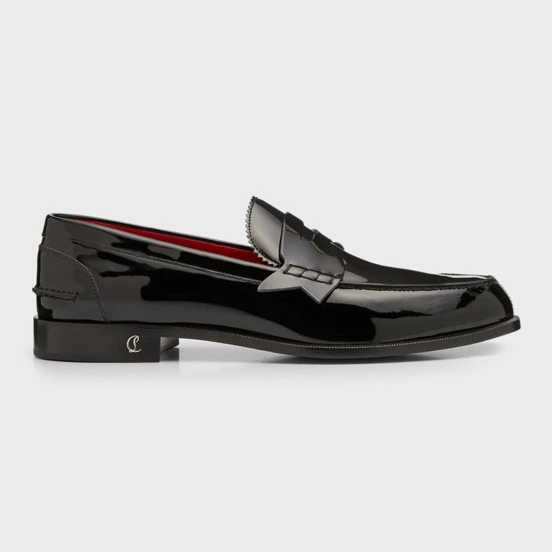 Christian Louboutin Men's No Penny Patent Leather Penny Loafers - DopestKickz