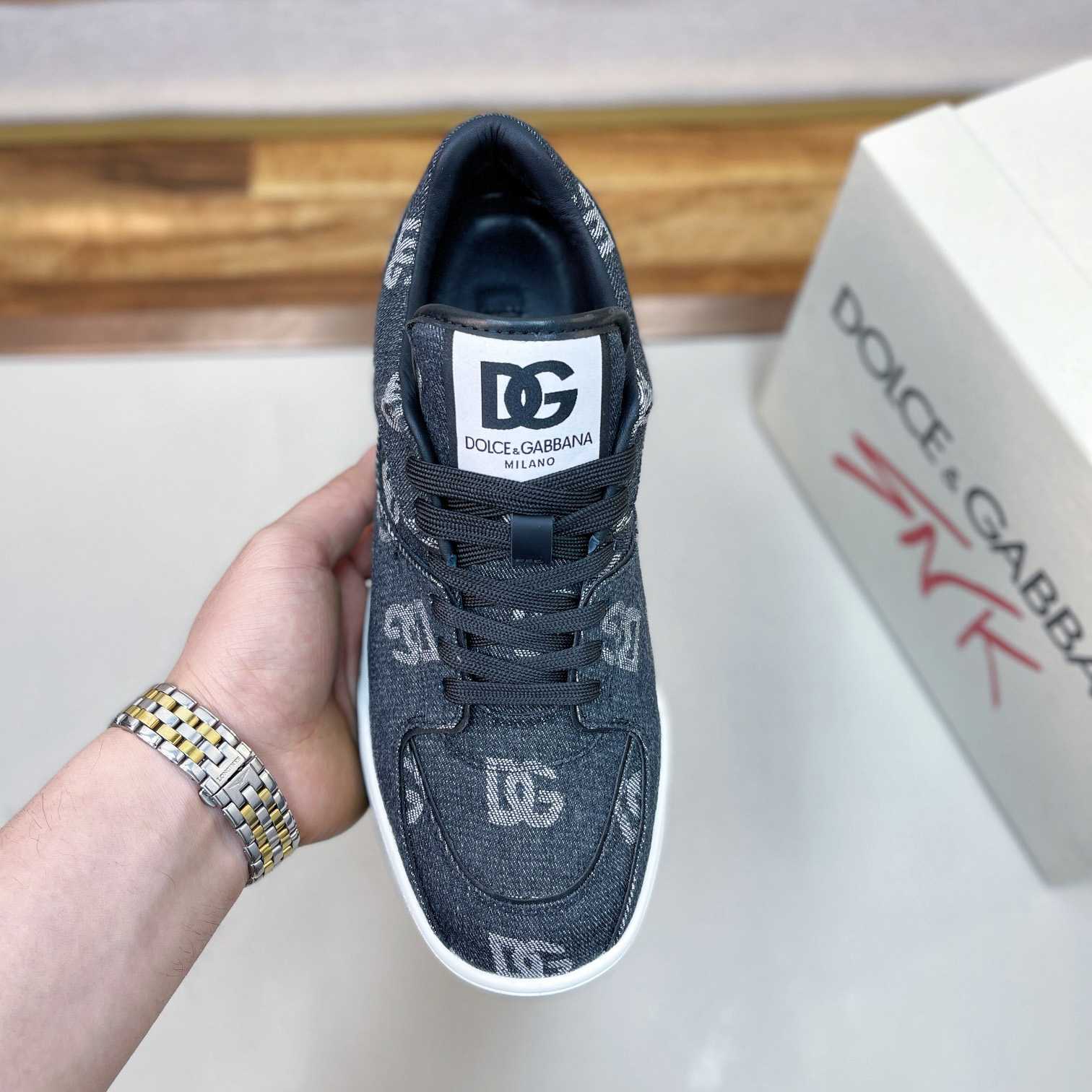 Dolce & Gabbana New Roma Sneakers With Denim Logo - DopestKickz