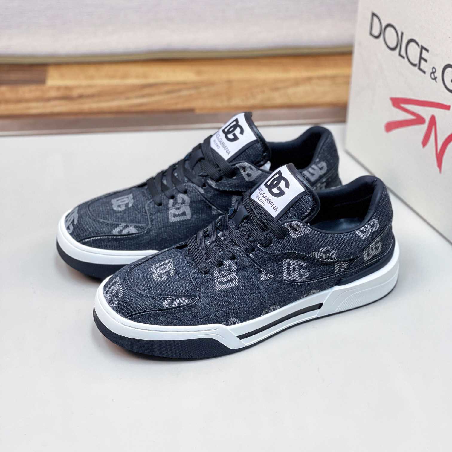 Dolce & Gabbana New Roma Sneakers With Denim Logo - DopestKickz