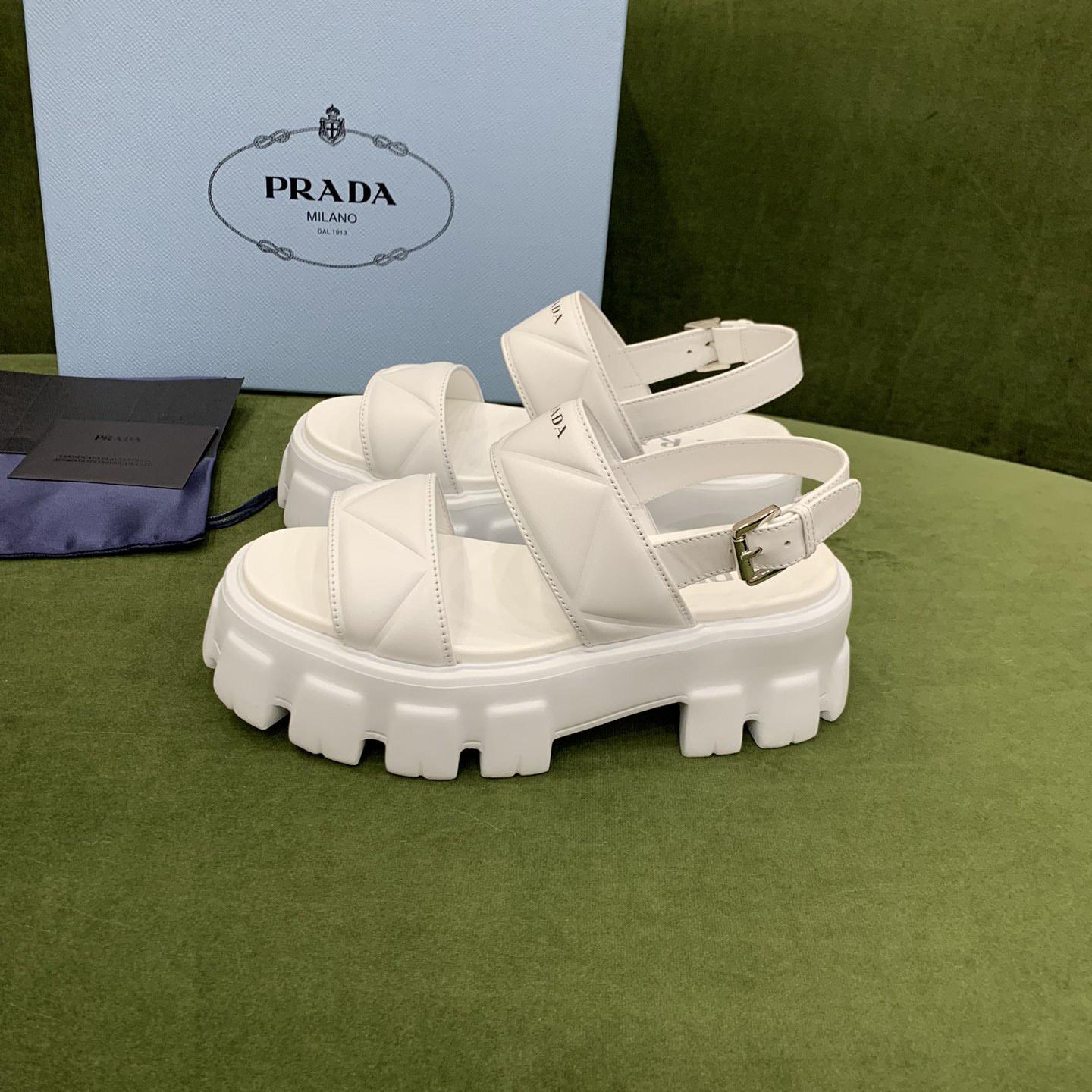 Prada Monolith Leather Sandals - DopestKickz